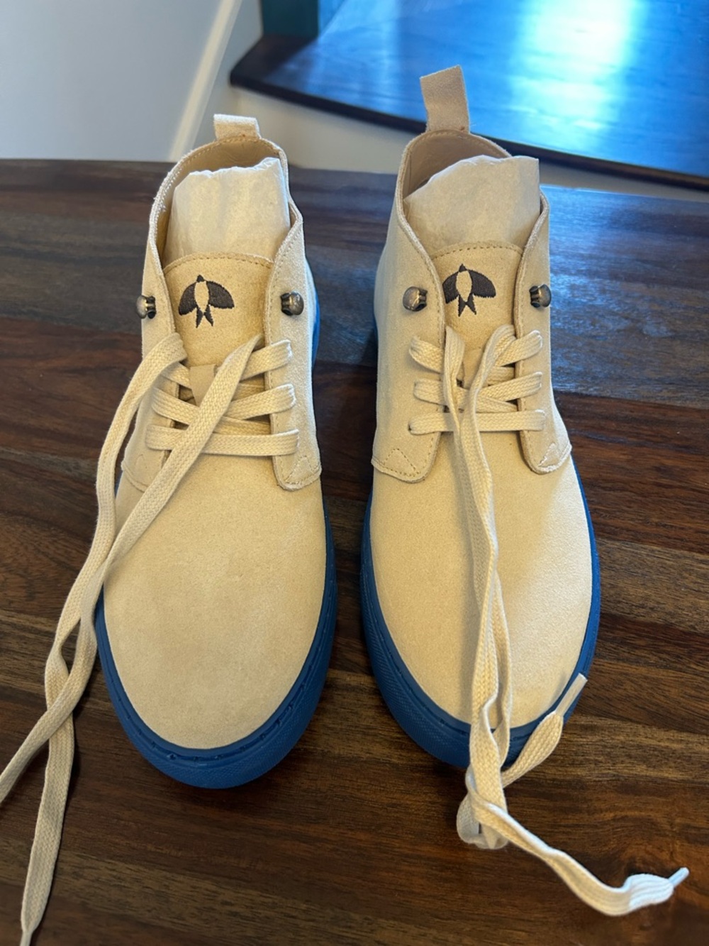 Hirundo Chukkah Electric Blue Sole Suede Boots